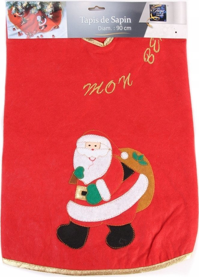 Fééric Lights and Christmas Dywanik ozdobny pod choinkę z motywem Świętego Mikołaja, czerwona