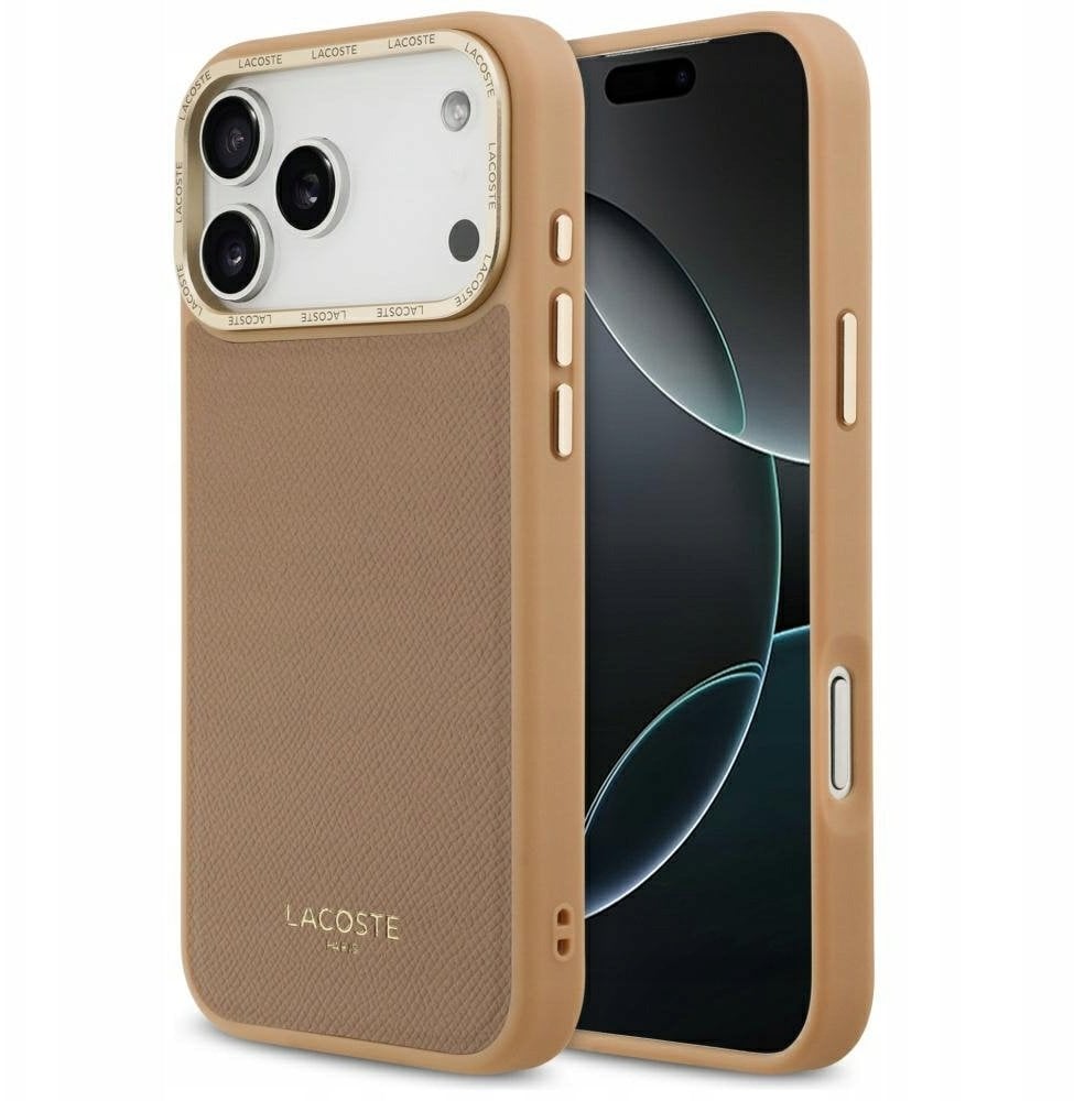 Etui Lacoste Champs Elysees Gold Logo MagSafe do iPhone 17 Pro różowy