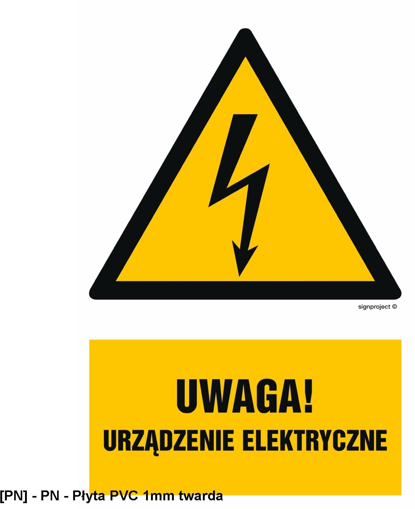 HA022 - Uwaga urządzenie elektryczne 75x113