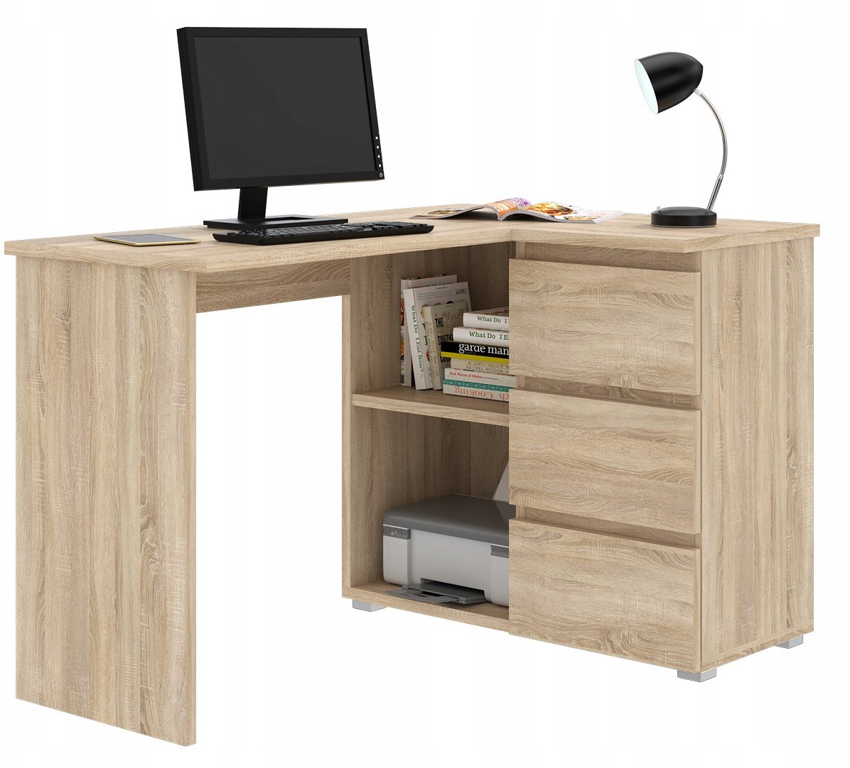 Biurko MartigoPlus Biurko komputerowe narożne z szufladami Neo Sonoma