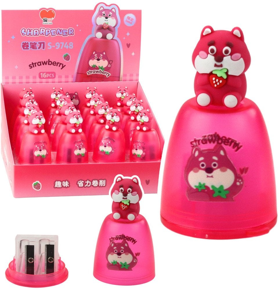 Strugaczka Temperówka Do Grubych i Cienkich Kredek Z Pojemnikiem Różowa LEAN