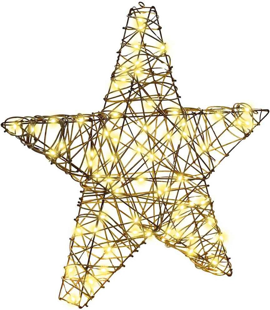 vidaXL 3D Gwiazda z 50 diodami LED Ciepła biel 55 x 52.5 x 9 cm rattan