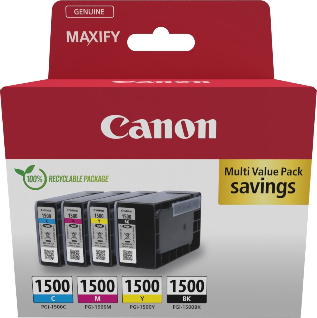 Tusz Canon INK CARTRIDGES PGI-1500 BK/C/M/Y MULTI NON-BLISTERED PRODUCTS W/O SECU, RITY