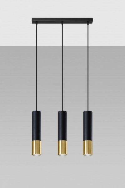Lampa wisząca Sollux Lampa wisząca LOOPEZ 3L czarny/złoty