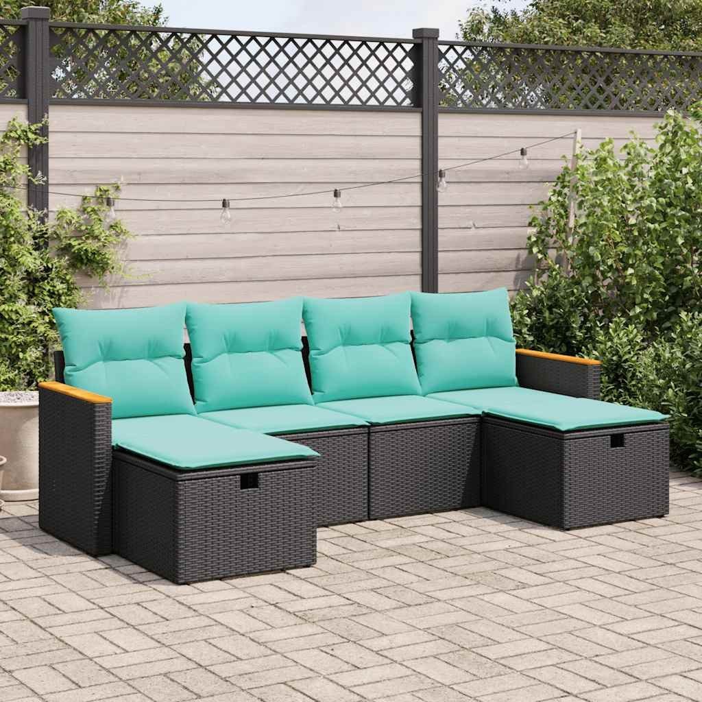 Garden Sofa Set Black and Blue