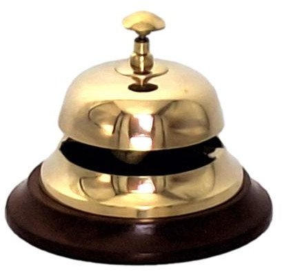 Mosiężny gong hotelowy na drewnianej podstawie - TB27/4