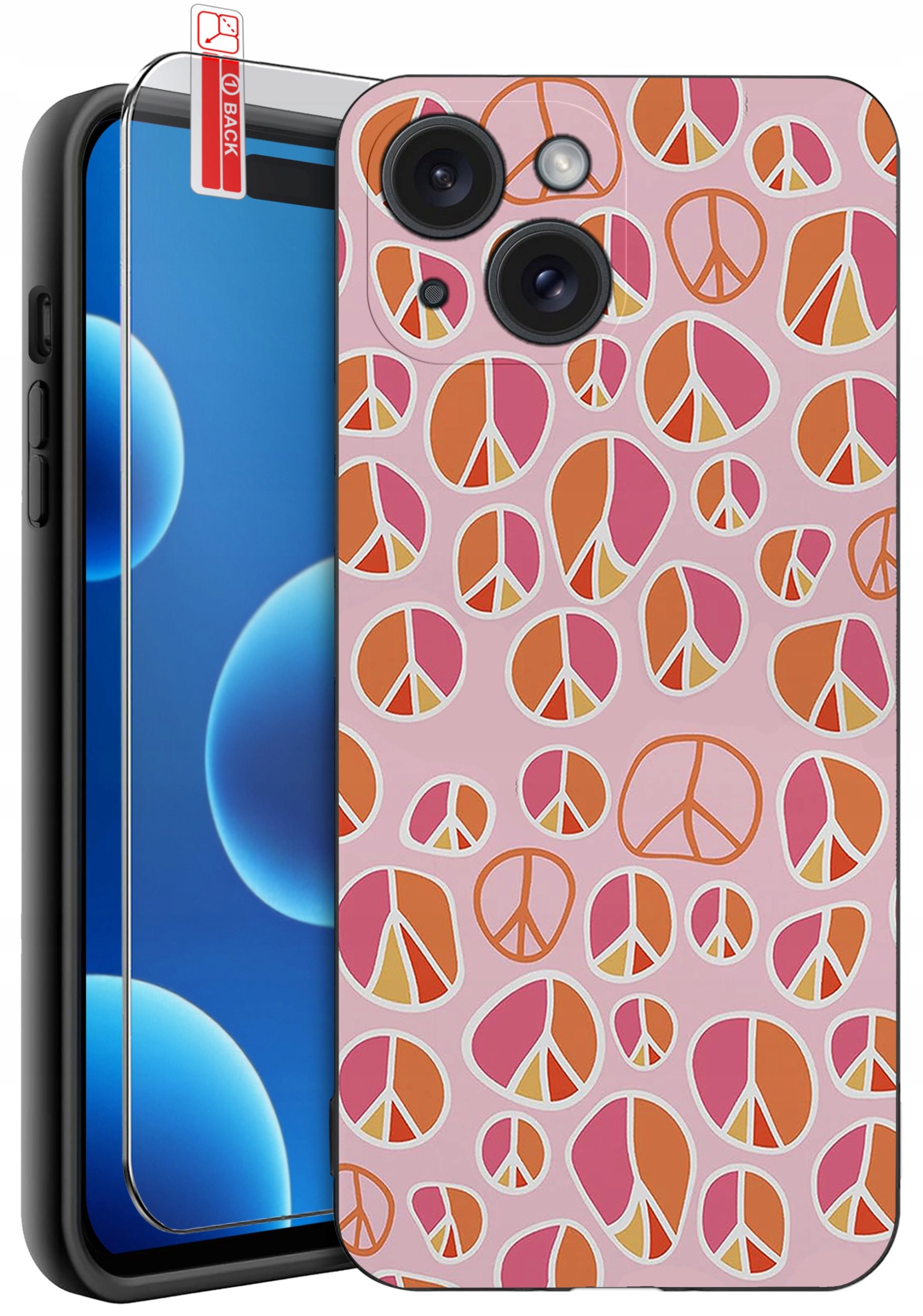 ETUI do iPhone 15 | WZORY | SILIKONOWE MATT CASE + SZKŁO 9H