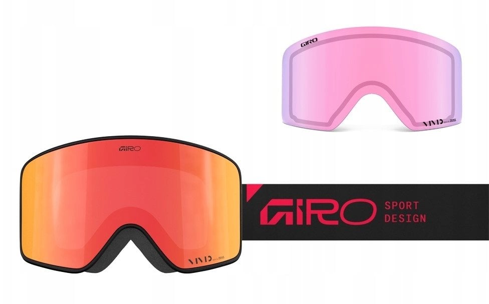 Giro Gogle zimowe METHOD BLACK/RED STACKED (Cylindrical) (Lustrzana szyba kolorowa VIVID-Carl Zeiss EMBER 19-42% S2 + Lustrzana szyba kolorowa VIVID-C