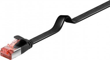 Triton CAT 6 kabel krosowy płaski,U/FTP, czarny - Długość kabla 0.25 m