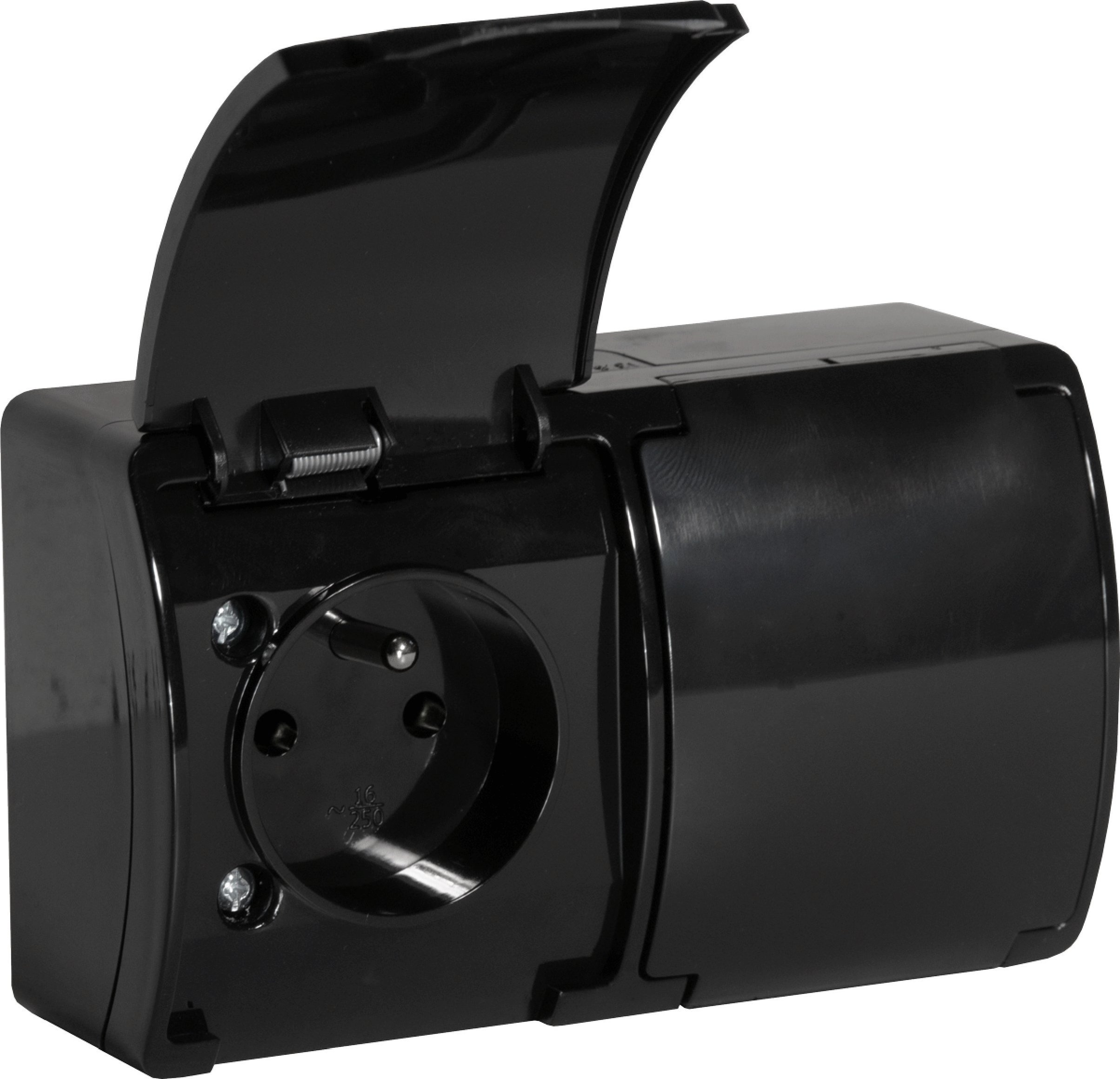 Orno Gniazdo podwójne 2x2P+Z AQUATIC, IP44, czarne, 10 szt.