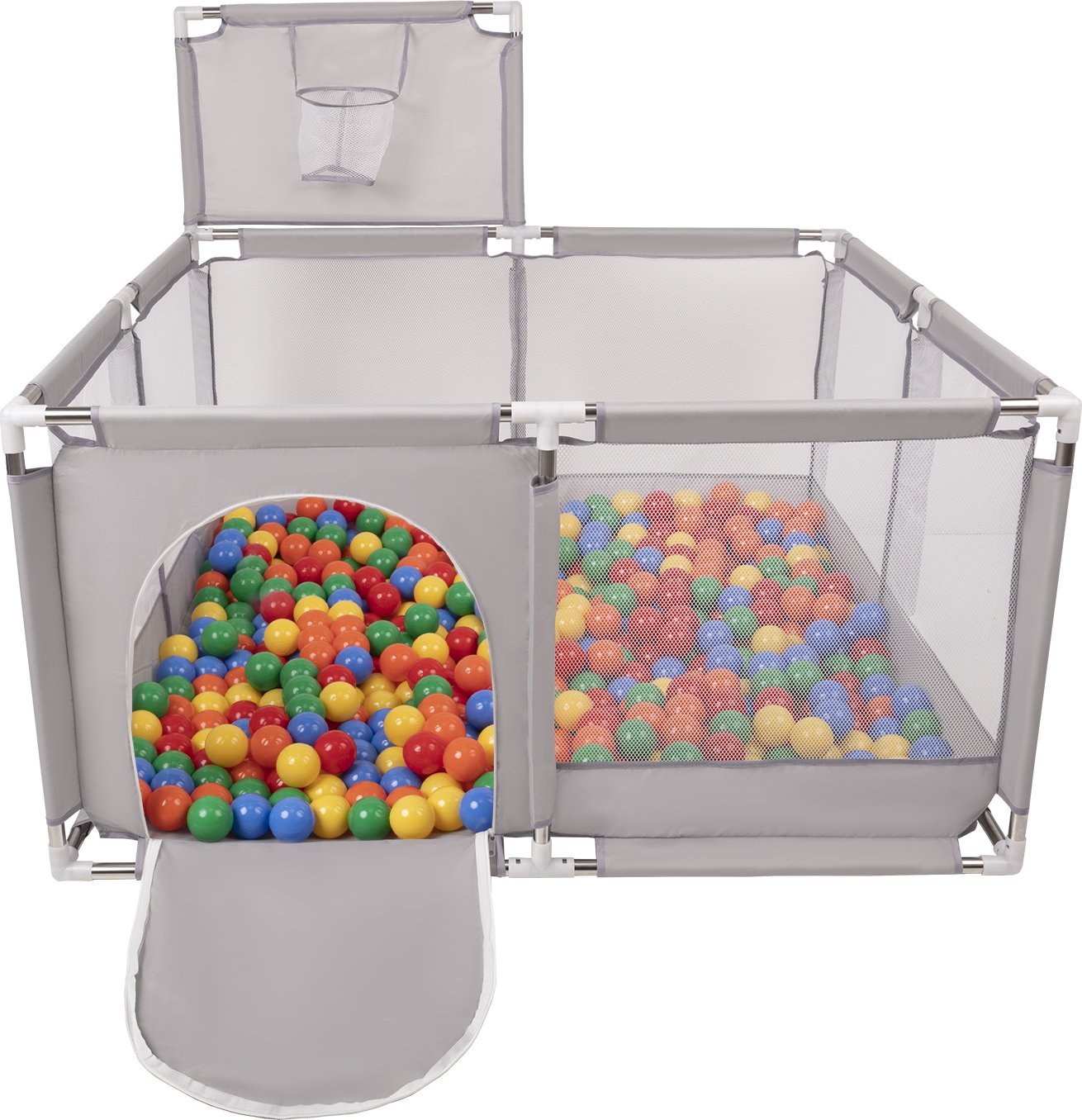 Selonis Selonis Boisko KK-100X z piłeczkami 6cm szary: żółty-zielony-niebieski-czerwony-pomarańcz 125x125x105/900piłek Zabawka kojec