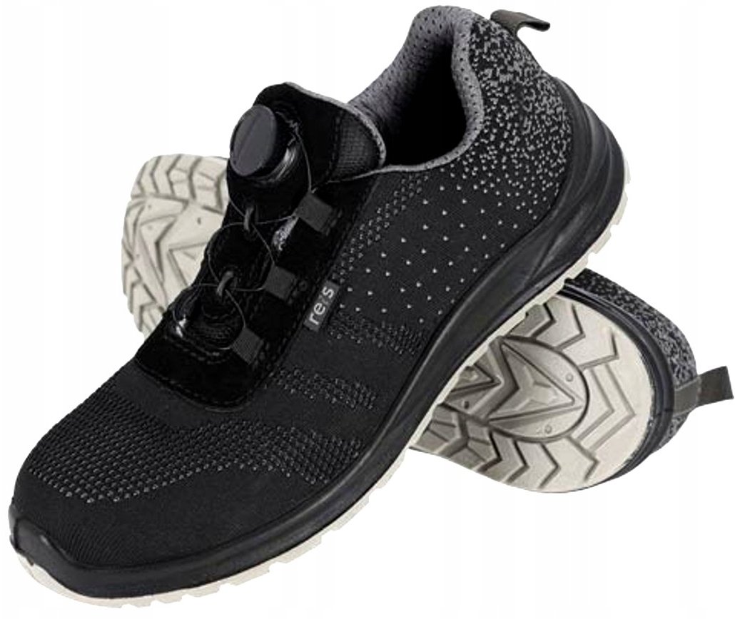 Reis BRDROP-ROL S1 SR FO Półbuty bezpieczne zapięcie pokrętło stalowy podnosek tkanina podeszwa antypoślizgowa olejoodporna czarno-szary 46