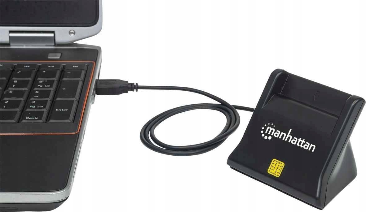 Czytnik Manhattan MANHATTAN USB2.0-Smartcard/SIM-Kartenlesegerät mit Standfuß