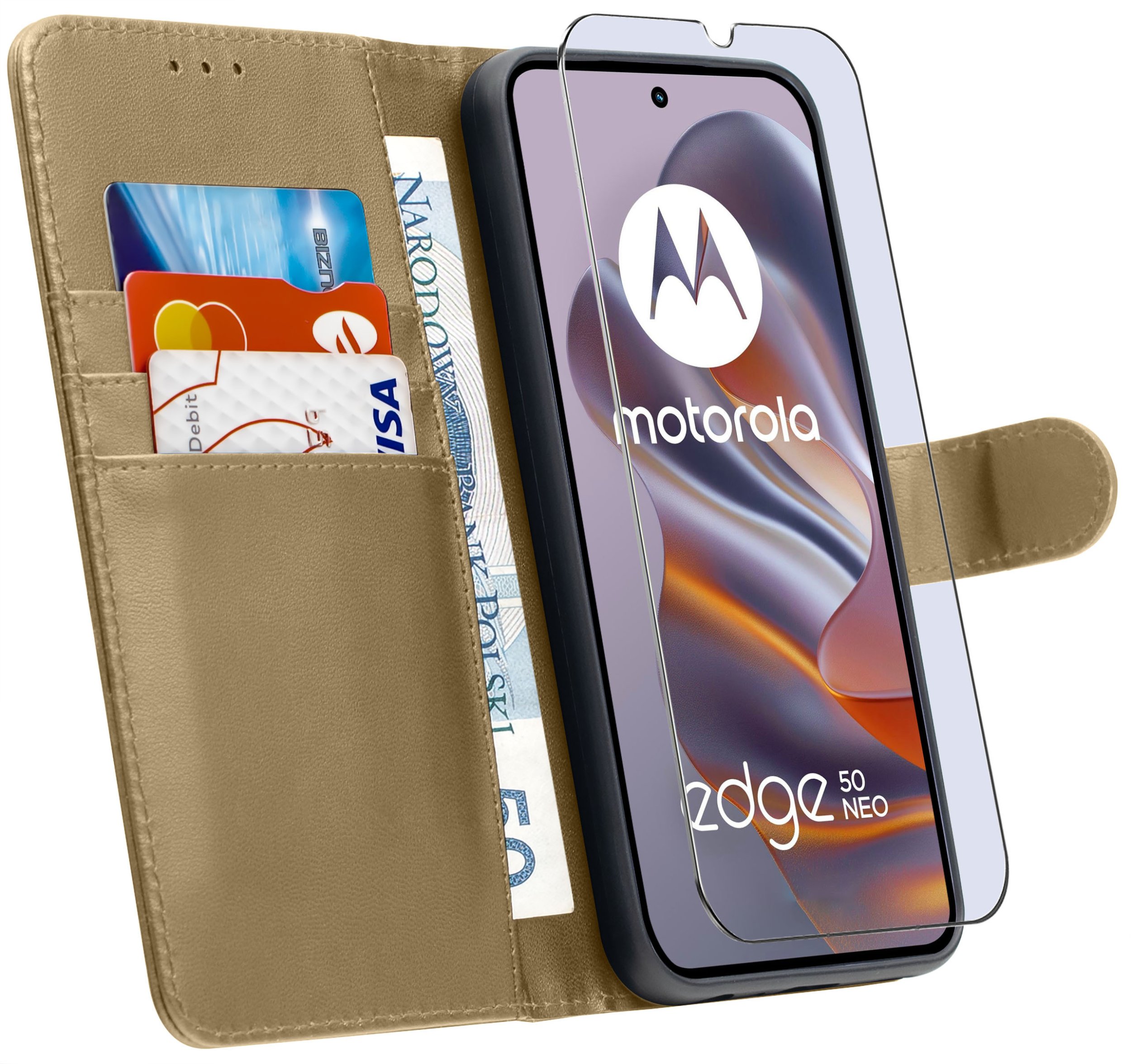 ETUI do Motorola EDGE 50 Neo |SKÓRZANE PORTFEL BOOK TOKRA CLASSIC +SZKŁO