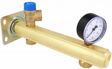 Afriso Grupa bezpieczeństwa c.w.u. BSB, Nmax UDT 111,5 kW, z zaworem bezpieczeństwa MS 6 bar, z przyłączem do naczynia przeponowego (90620000)