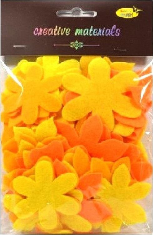 Kwiatki z filcu tonacja żółto-pomarańczowa 60szt