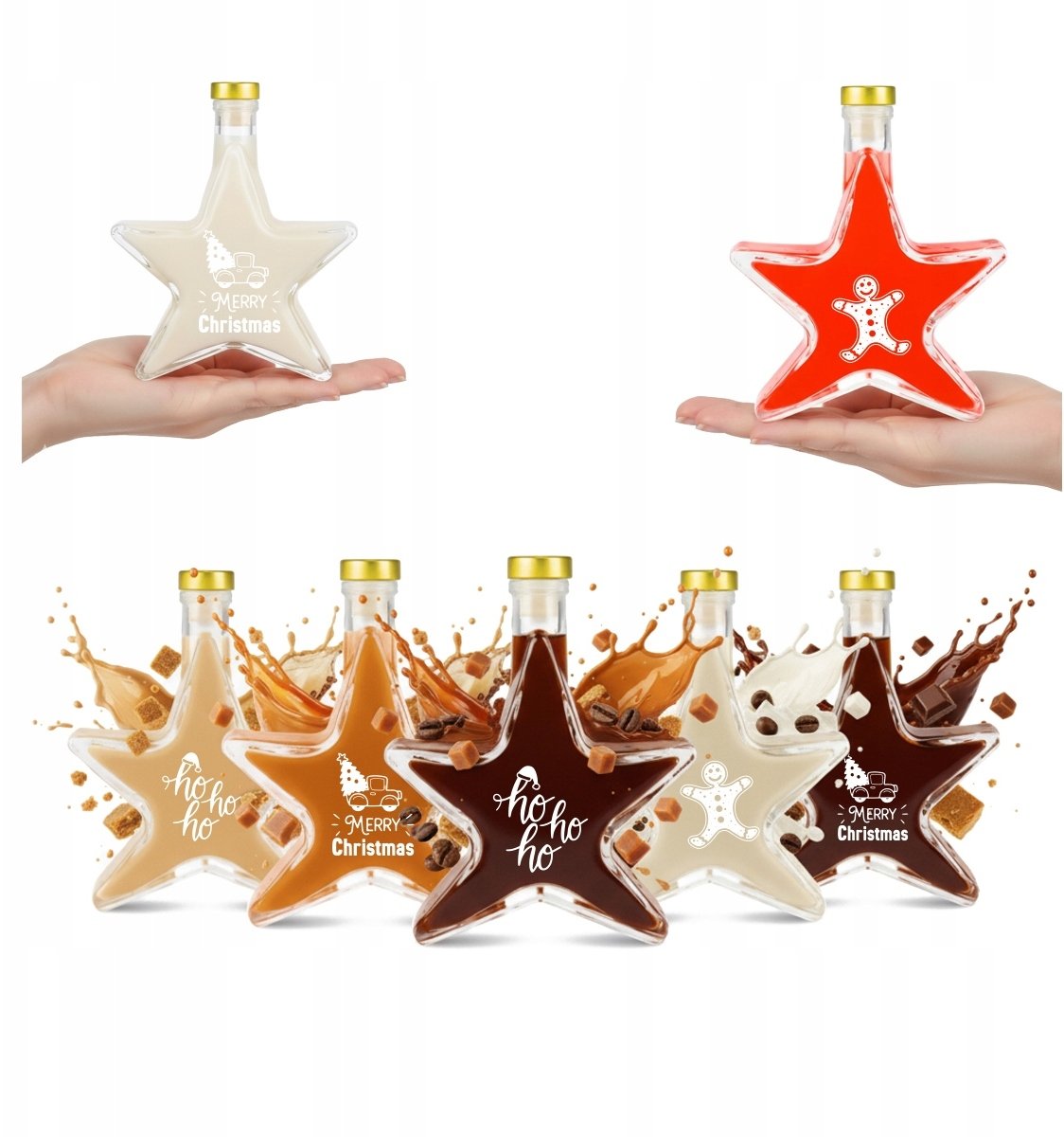 Bimberek 5x Butelki GWIAZDKA 200ml Z NADRUKIEM na nalewki likier wino