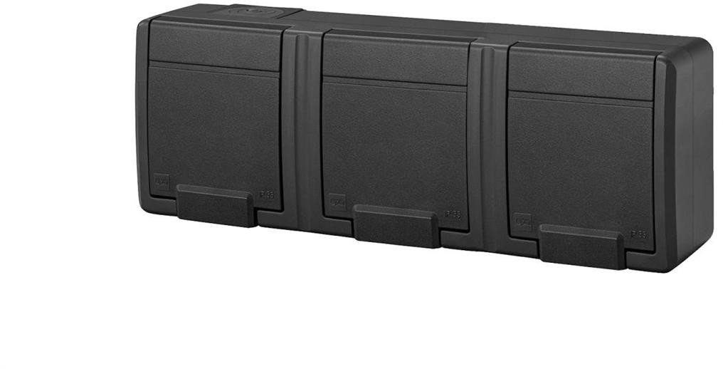 AQUANT 2K gniazdo natynkowe potrójne z uziemieniem 3x2P+Z IP55 antracytowy 5043-17