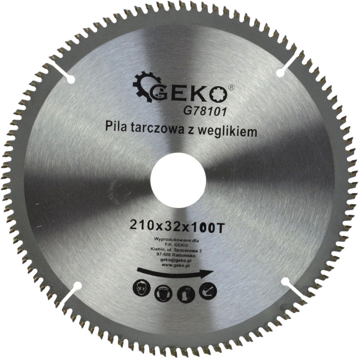 Geko Tarcza do aluminium z widią 210mmx100Tx32mm + zestaw redukcji (25/50)