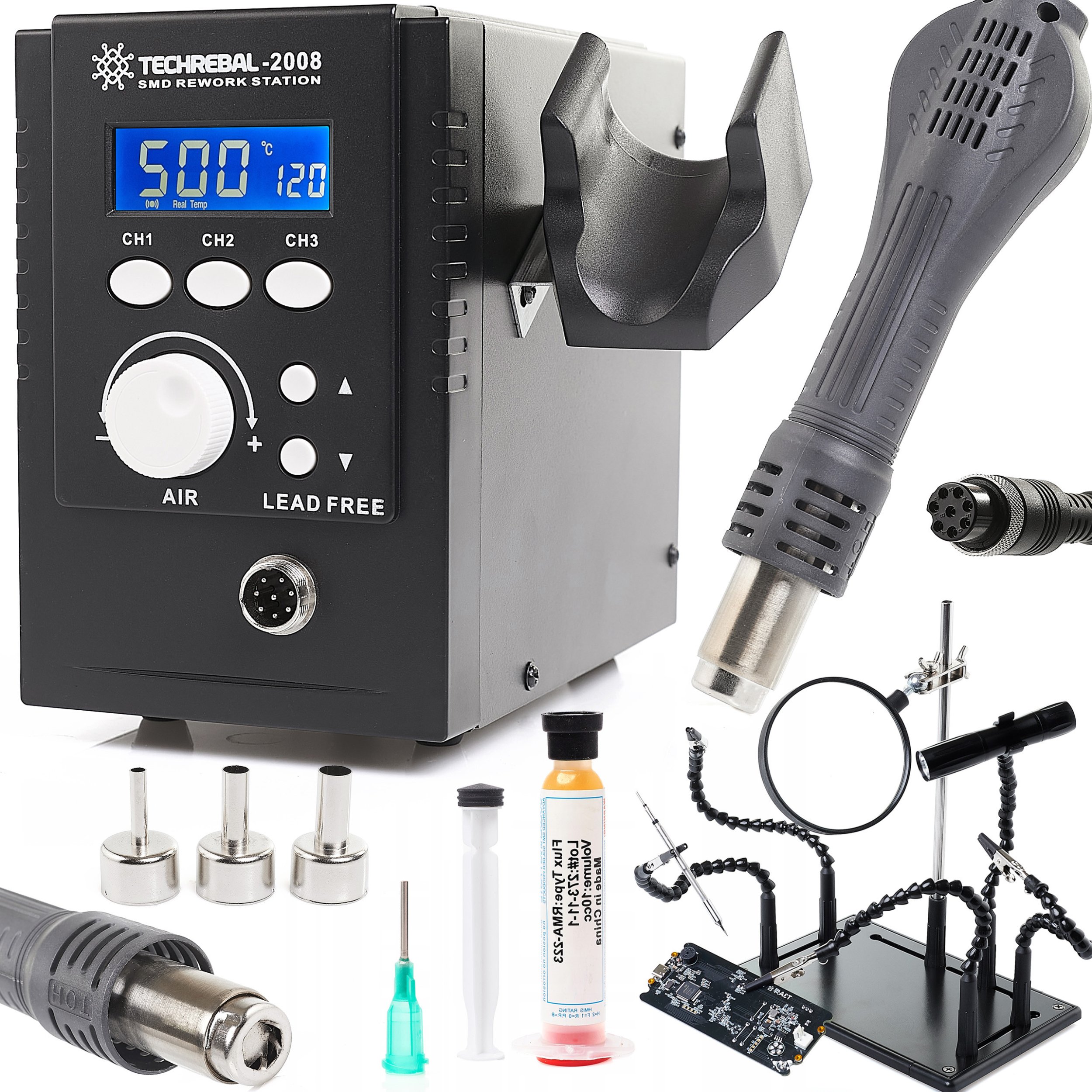 Stacja Lutownicza Hot Air Techrebal 2008 Trzecia Ręka Topnik do Serwisu