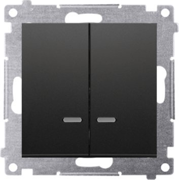 Kontakt-Simon Simon 54 Łącznik świecznikowy z podśw LED i do wersji IP44 (moduł) 16AX 250V zaciski śrub. czarny mat z wkład DU1W DW5ABL.01/49