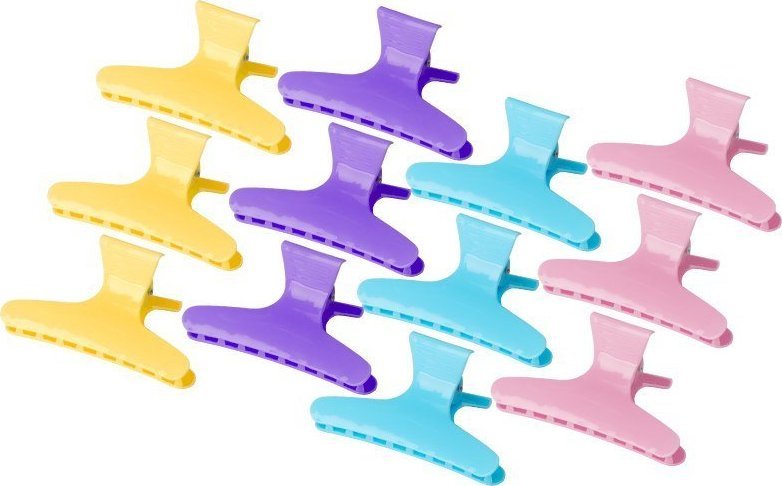 Activeshop Klamry fryzjerskie do włosów kraby E-47 12 szt, 8,2 cm mix kolor