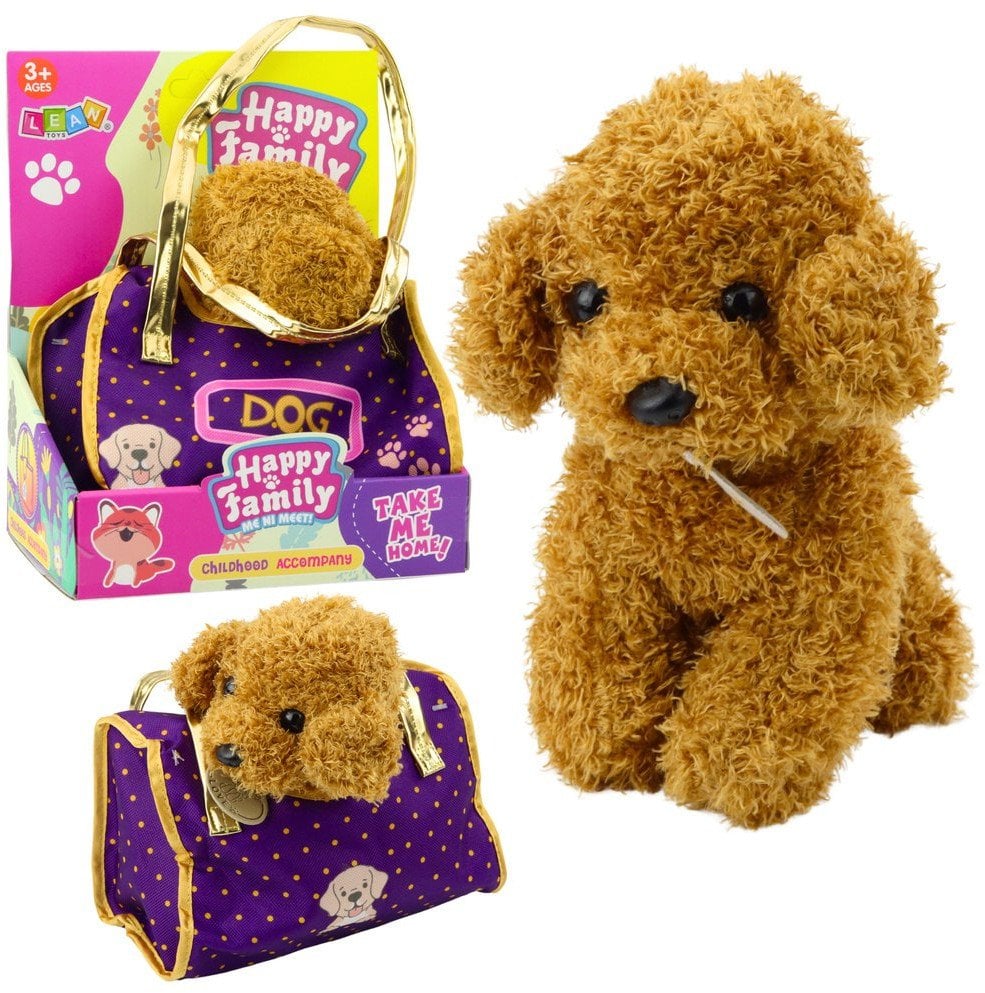 Piesek W Torebce Pluszowy Maskotka Przytulanka Jasnobrązowy