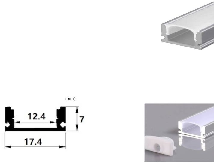 ALUSET-SU-2m-AS-01: 2m set surface anoda profile, milk cover, clips+end caps