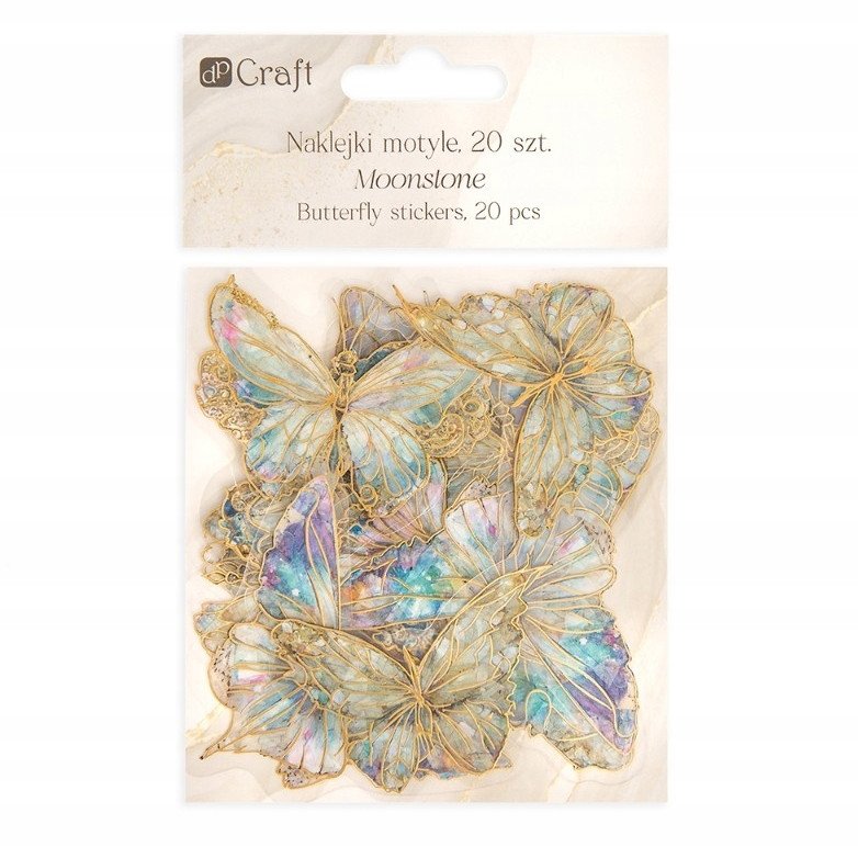 Połyskujące naklejki PET - Motyle moonstone 20szt