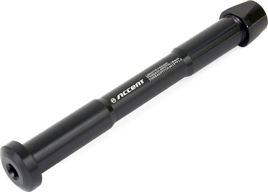 Accent Sztywna oś Accent EVO przednia, 100 x 15mm, M15 x P1.5, długość 128mm; Accent CX-ONE CARBON z nakrętką