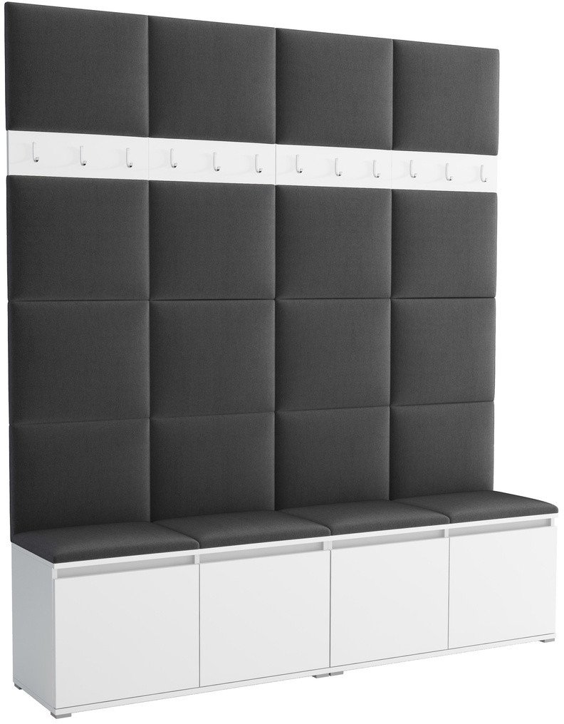 Tapicerowana garderoba Noris II - kolor biały + tkanina Trinity 15