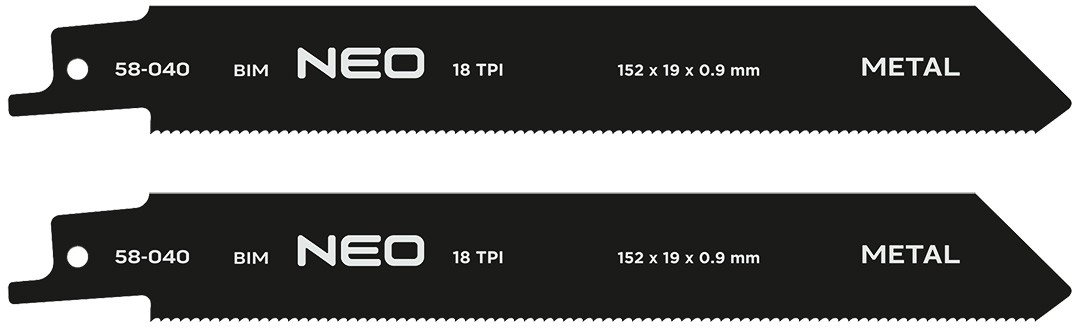 Brzeszczot do piły szablastej, BIM, 152 x 19 x 0.9 mm, 18TPI, kpl. 2 szt.