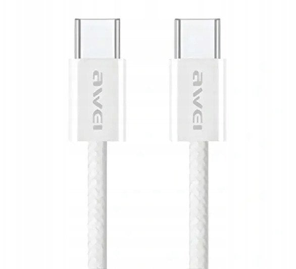 Kabel USB Awei USB-C - USB-C 1 m Biały
