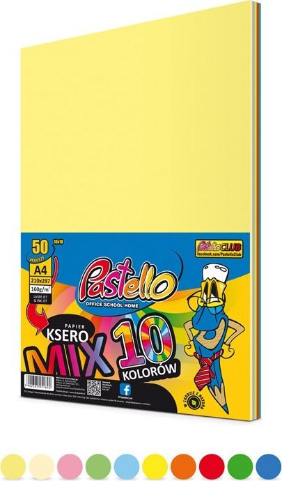 Pastello Papier ksero A4 160g mix kolorów 50 arkuszy