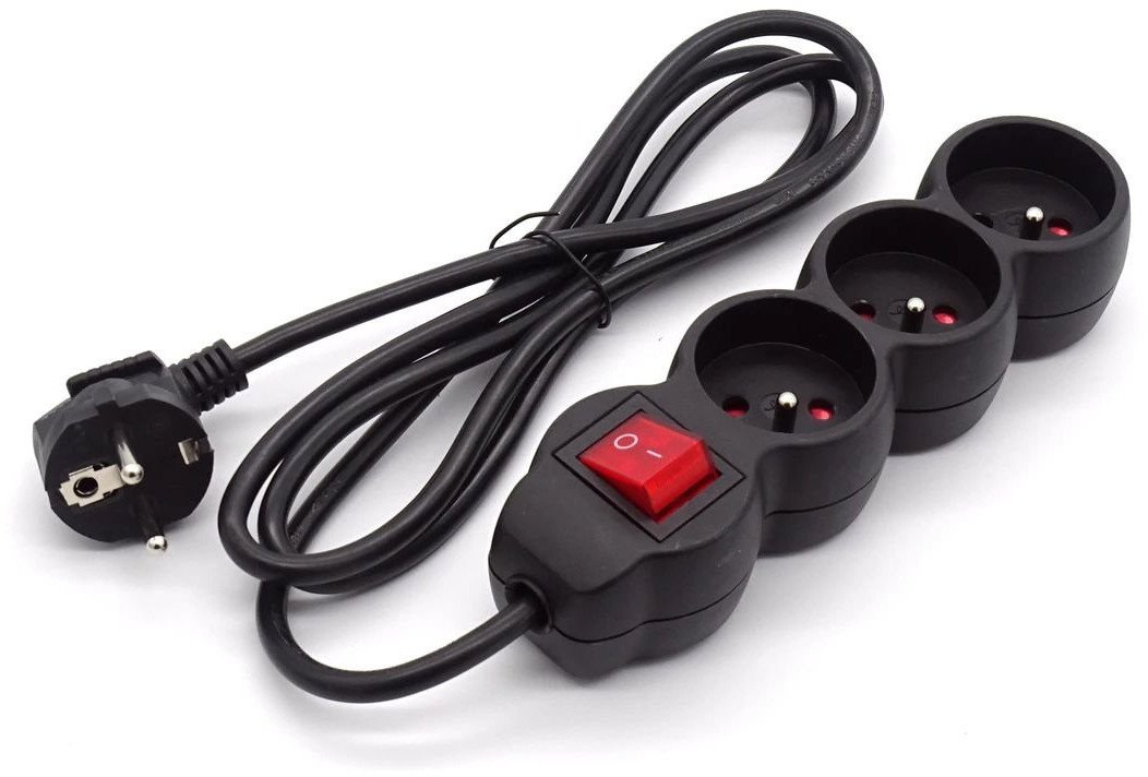 Listwa zasilająca DPM PP15 + wyłącznik 3-GN 1.5m czarna