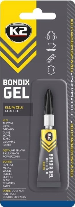 Wkłady klejowe K2 K2 KLEJ 15 SEKUNDOWY DO PLASTIKU DREWNA GUMY BONDIX GEL 3G
