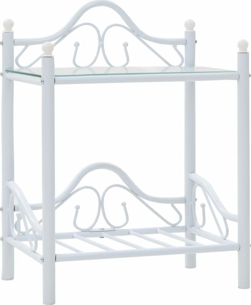 vidaXL Stolik nocny ze stali i hartowanego szkła, 45x30,5x60 cm, biały