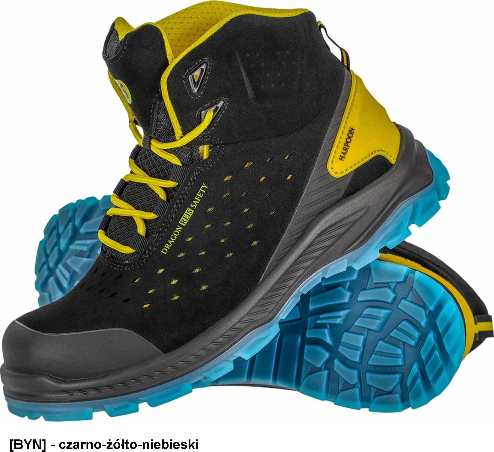 Buty trekkingowe męskie Reis BCHARPOON-T S1PS SR FO - Trzewiki męskie ze skóry zamszowej HARPOON kompozytowy podnosek podeszwa antypoślizgowa, olejood