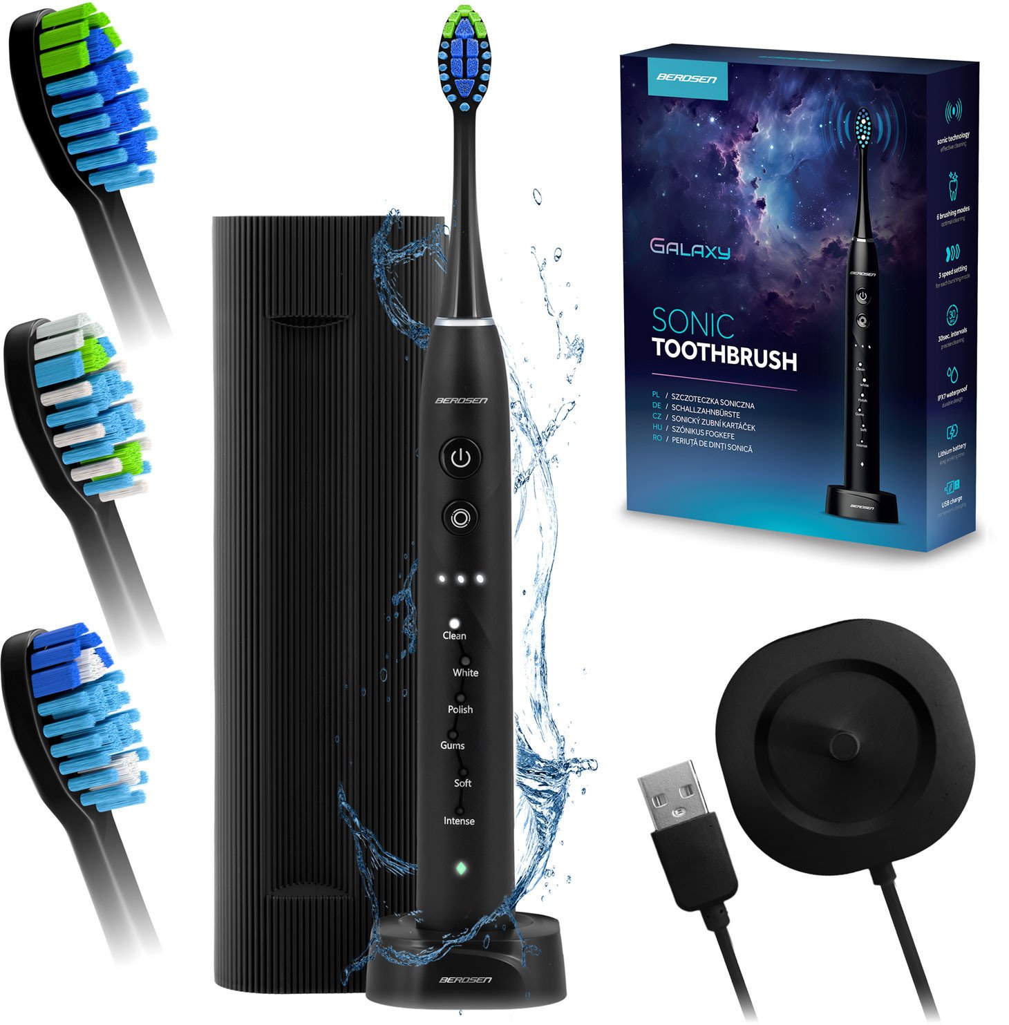 Szczoteczka Berdsen Szczoteczka soniczna do zębów Galaxy czarna