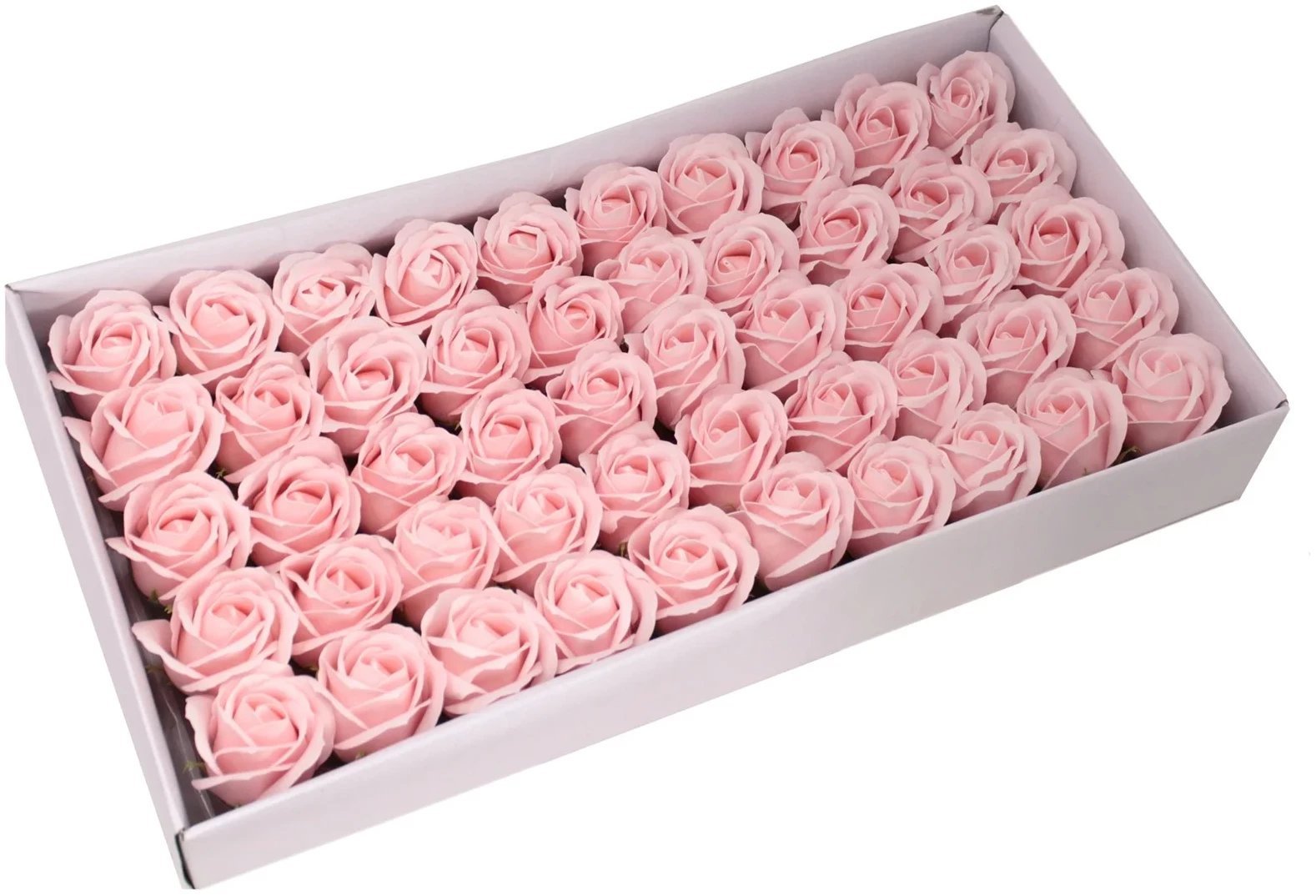 Jasnoróżowe Mydlane Róże - Komplet 50 sztuk w Pudełku