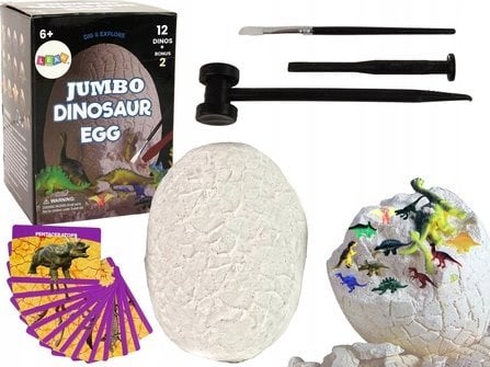 LeanToys Zestaw Archeologiczny Wykopaliska Ogromne Jajo 12 Figurek Dinozaur