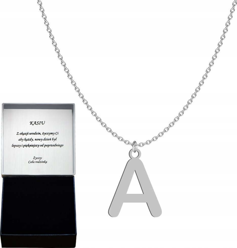 Radziszewska Jewellery Naszyjnik srebrny LITERA z alfabetu A-Z DEDYKACJA