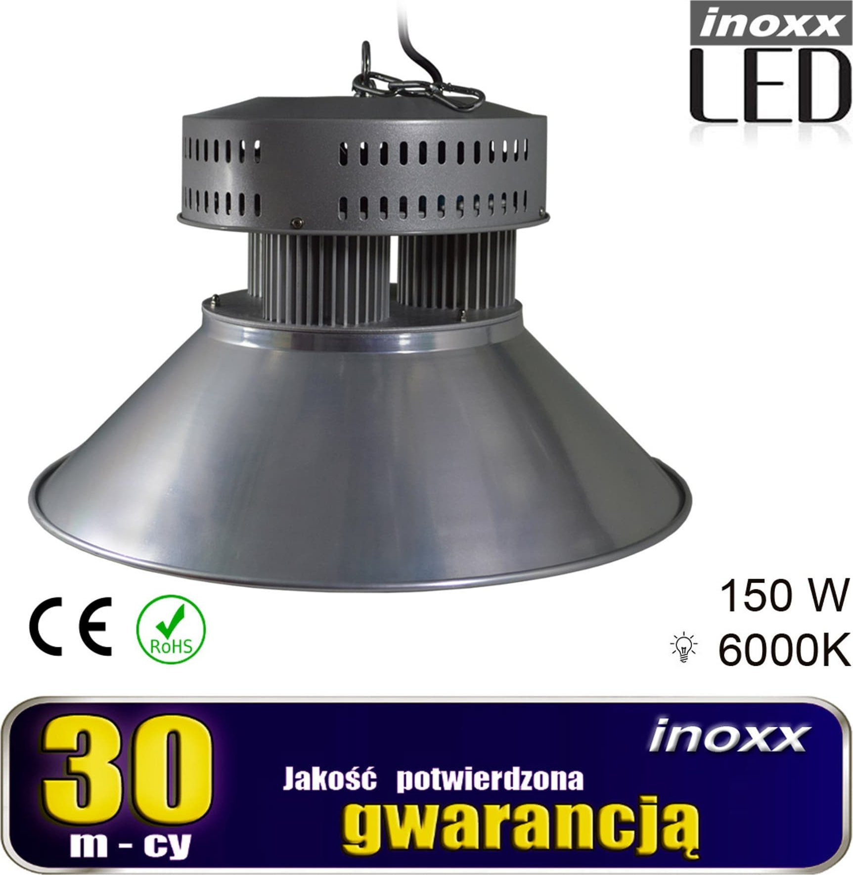 Nvox Lampa przemysłowa led 150w high bay cob 6000k zimna 13 500lm