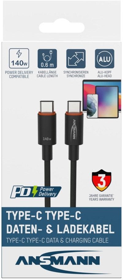 Kabel USB GoGEN USB-C - USB-C 0.6 m Czarny (1700-0177)