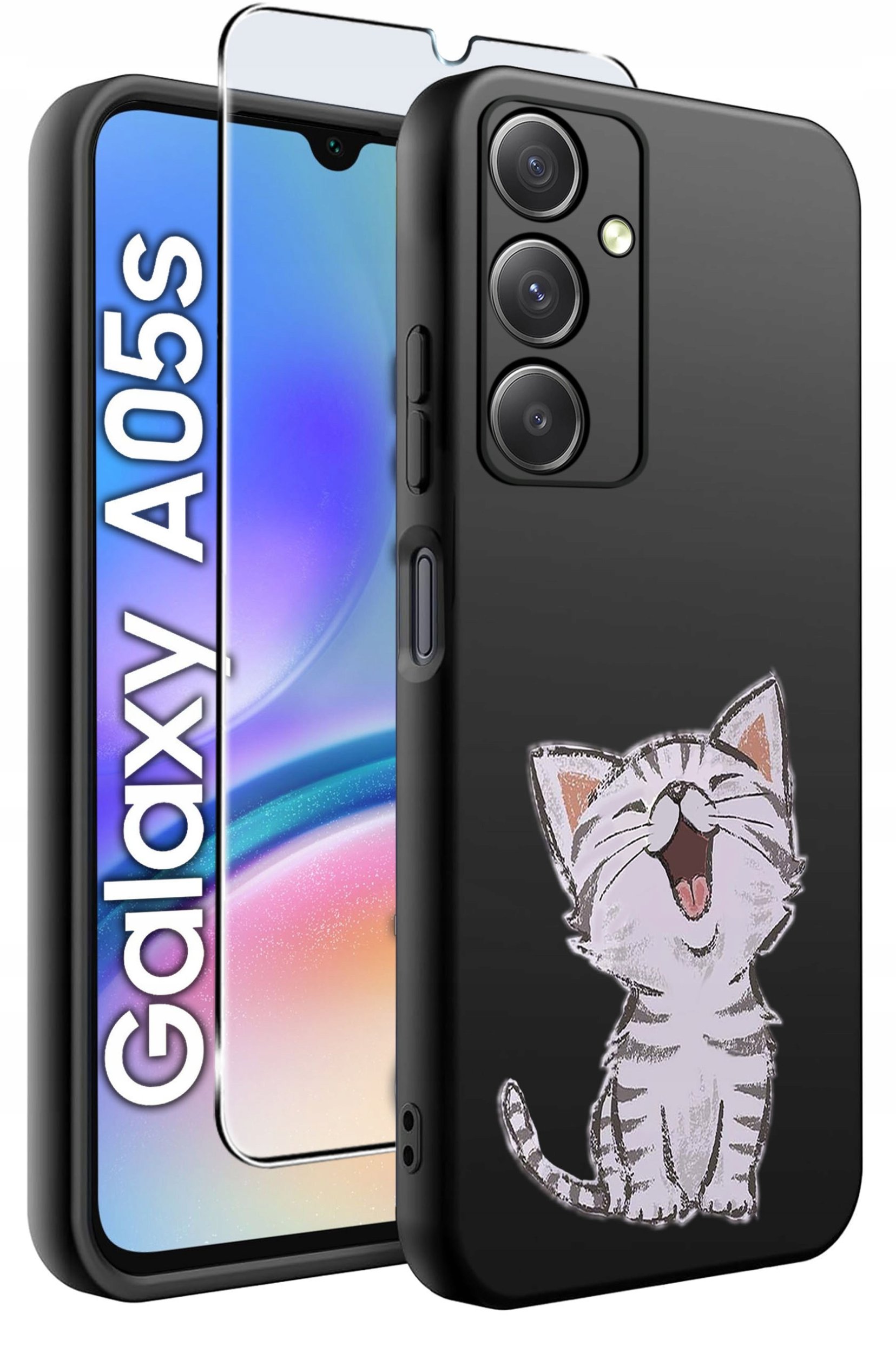 ETUI do Samsung A05s WZORY | SILIKONOWE MATT CASE + SZKŁO 9H