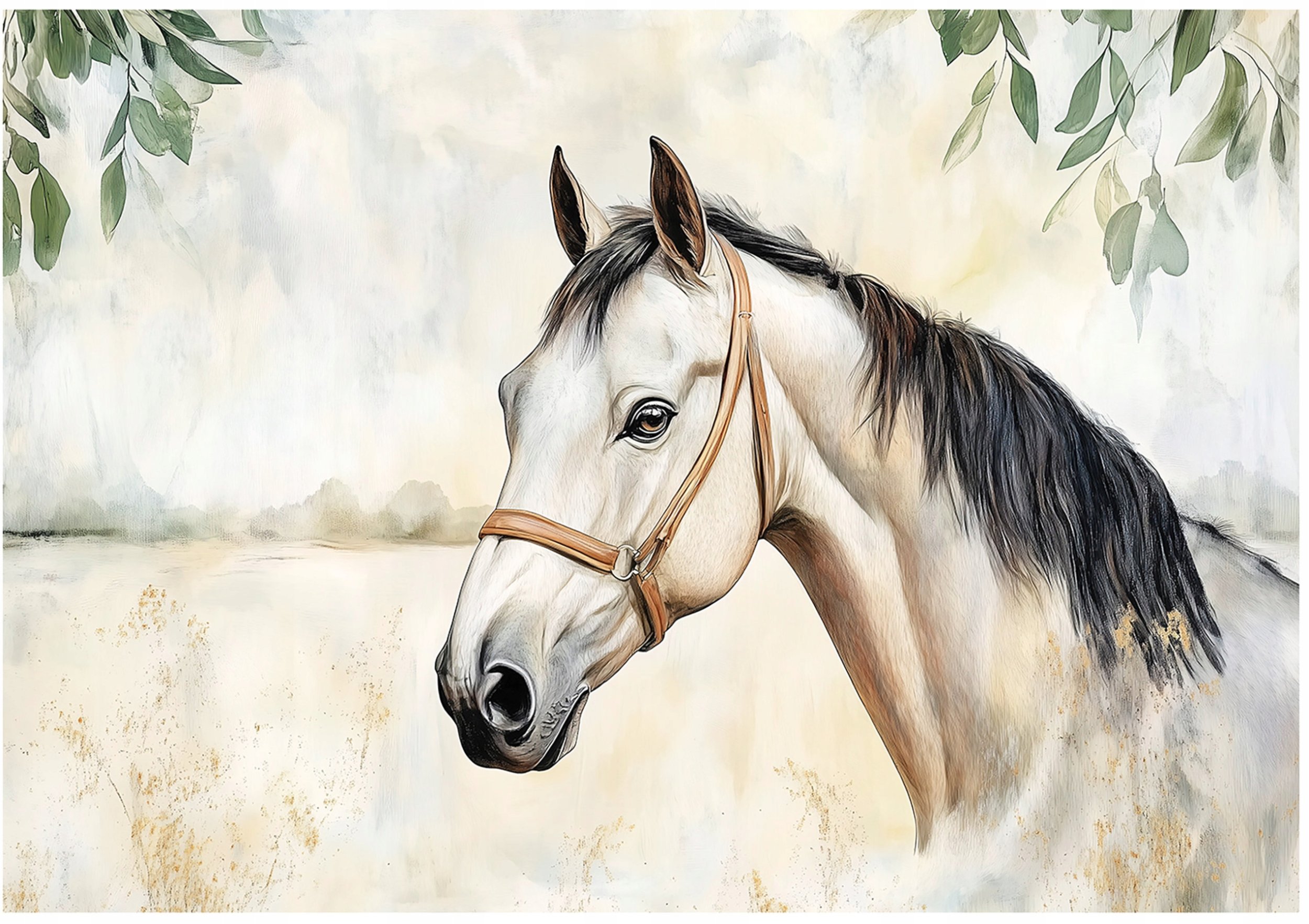 Fototapeta Koń Liście Beton Sypialnia Salon Tapeta Flizelina 400X280