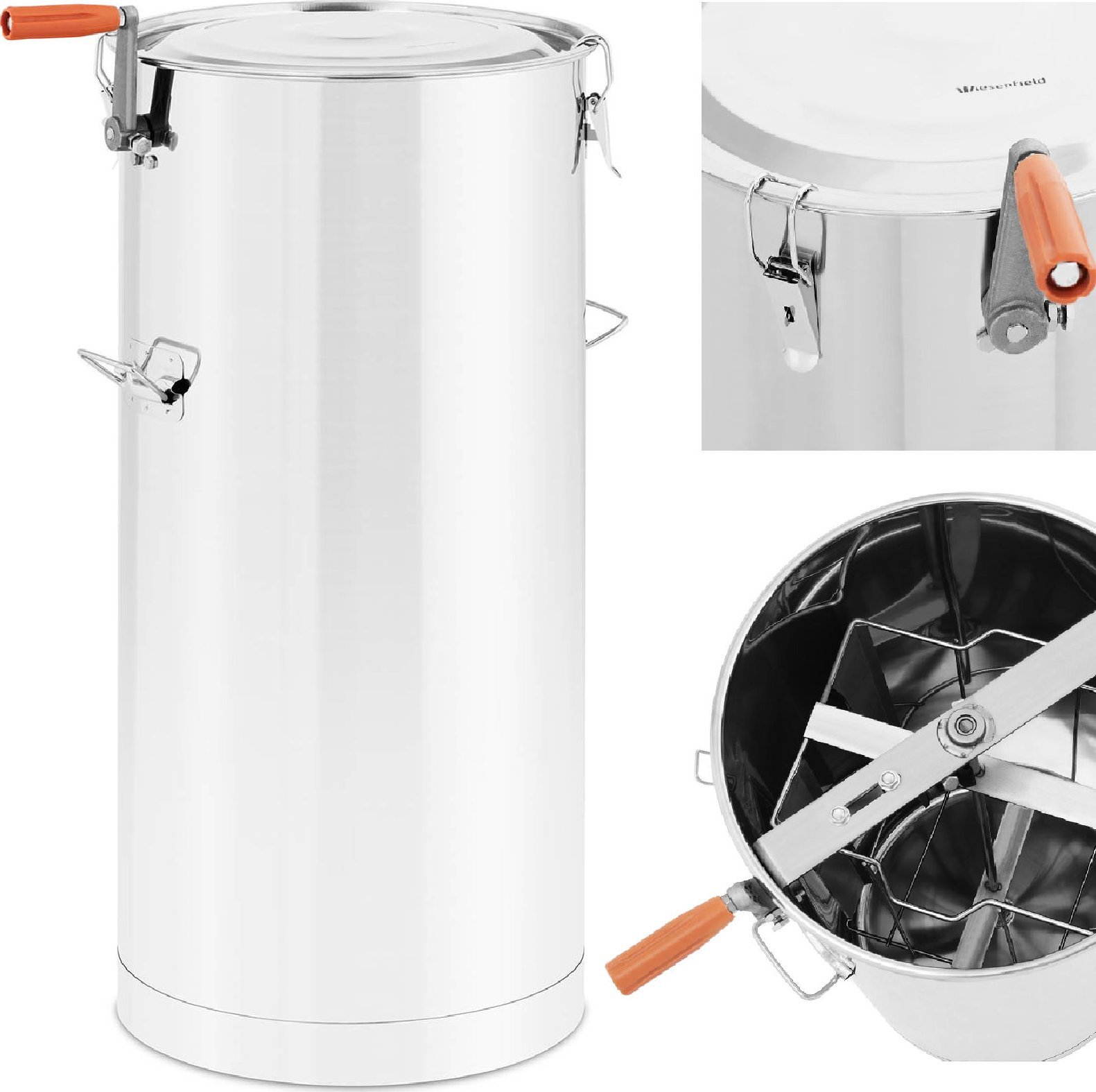 Wiesenfield Miodarka wirówka do miodu ręczna 2 ramkowa ze stali nierdzewnej Miodarka wirówka do miodu ręczna 2 ramkowa ze stali nierdzewnej