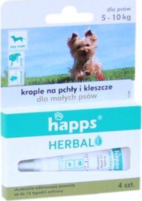Happs Herbal - krople na pchły i kleszcze dla małych psów do 10kg