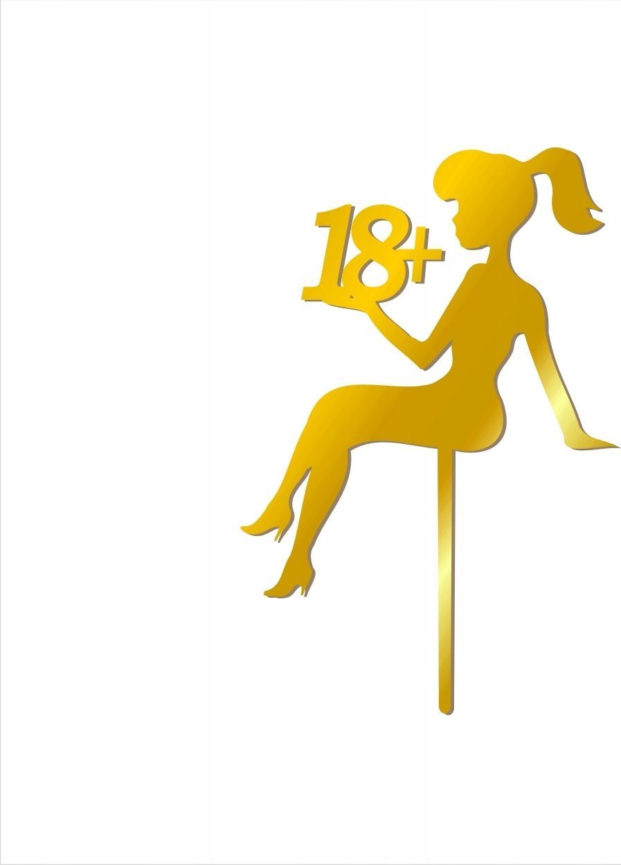 details Topper na tort 18lat girl dekoracja pleksi czarny
