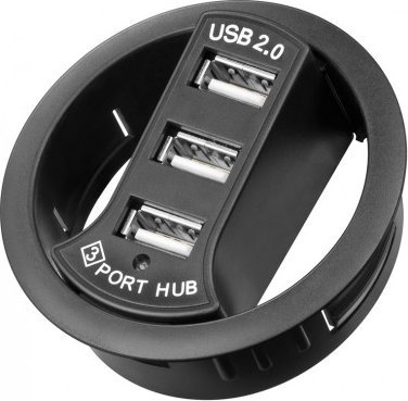 HUB USB Goobay 3-portowy koncentrator USB 2.0 Hi-Speed In-Desk/rozdzielacz